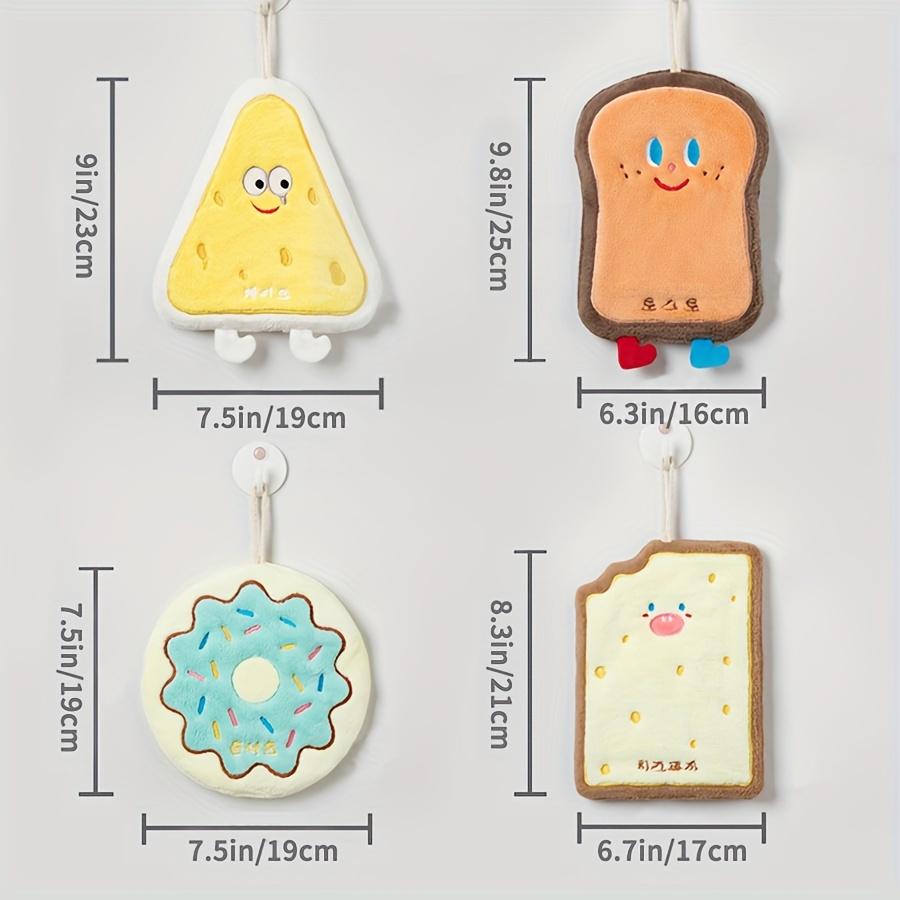Набор из 4 толстых 3-слойных полотенец для рук из кораллового флиса, супервпитывающих, быстросохнущих, кухонных полотенец для ванной с милым мультяшным рисунком в виде еды: хлеб, пончик, пицца, пирог