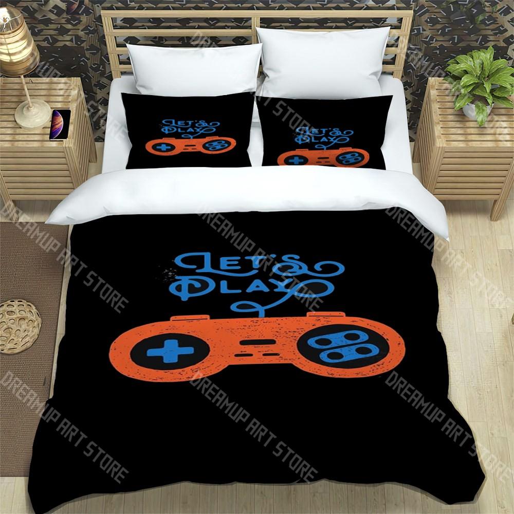 Creative Switch Game Trendy Print Three-piece Set Suitable for Kids or Adults Quilt Cover Pillowcase Bedding Set Birthday Gift