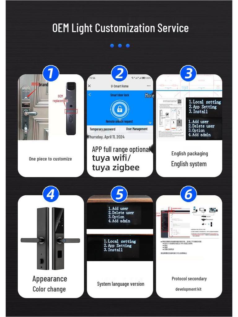 Умный замок Tuya с одним захватом: Отпечаток пальца и пароль Безопасность входа в дом