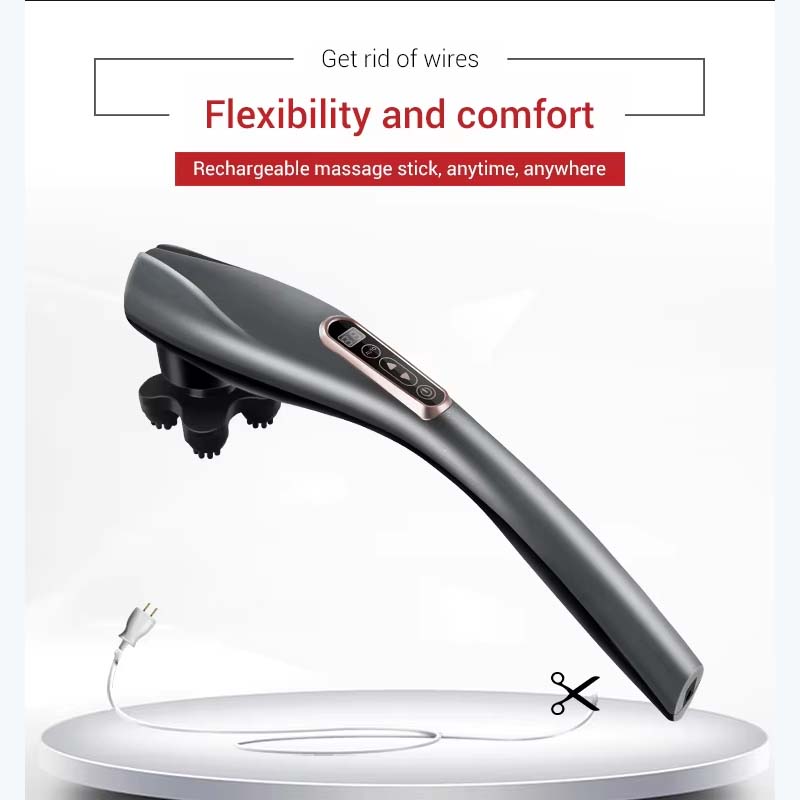Персональный ручной 6-головочный беспроводной электрический перкуссионный массажер для глубоких тканей, мышечный массажный стик, вибрационный фитнес-массажер