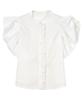 Kobe Lettuce Volume Sleeve Short Sleeve Shirt with Ruffles and Elegant and Elegant Size Women's Blouse, Spring/Summer, Gathers, Design, M, Off-White