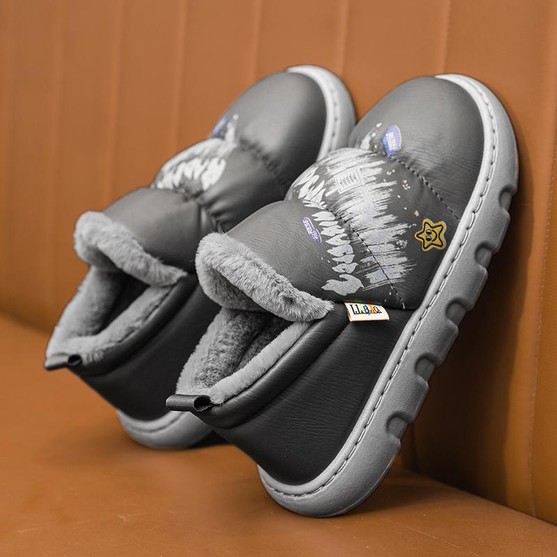 Warm Winter Cotton Shoes Women Warm Fur Home Slippers EVA Non-Slip Plush Slippers Indoor Couple Thick Sole Footwear Slides