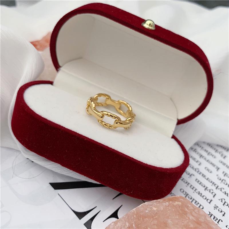 Титановая сталь с покрытием 18 карат, крученое кольцо-цепочка - Модный европейский стиль для женщин