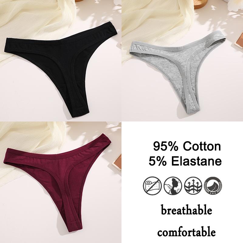 3шт/комплект хлопковые трусики стринги женские трусики сексуальное нижнее белье женское нижнее белье стринги для женщин однотонные интимные трусики