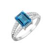 7X5MM Octagon Swiss Blue Topaz Gemstone 925 Sterling Silver Solitaire Split Shank Women Wedding Ring