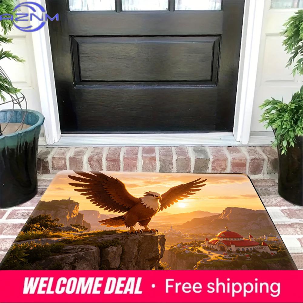 Braviary Eagle Sunset View Print Doormat Non-Slip Water Absorbent Floor Mat for Home Decor