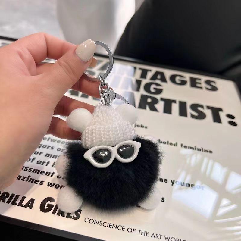 Брелок для ключей с кроликом Рекс, пушистые брелки, брелки, брелки с помпонами, брелки