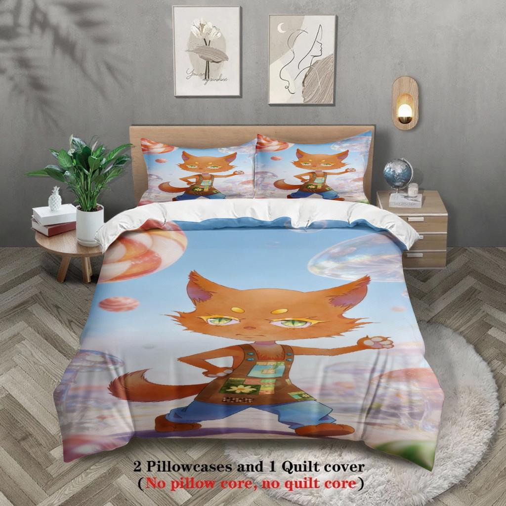 Постельное белье размера Twin Softville Cozy Town Милый Папоротник Одеяло Лиса С пододеяльником Наволочка Для Декора Детской Спальни