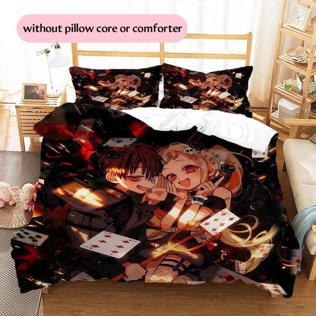 Toilet‑Bound Hanako‑kun3 Pattern Bedding Quilt Set Home Decoration Gift (1 * duvet cover + 2 * pillowcase without core)