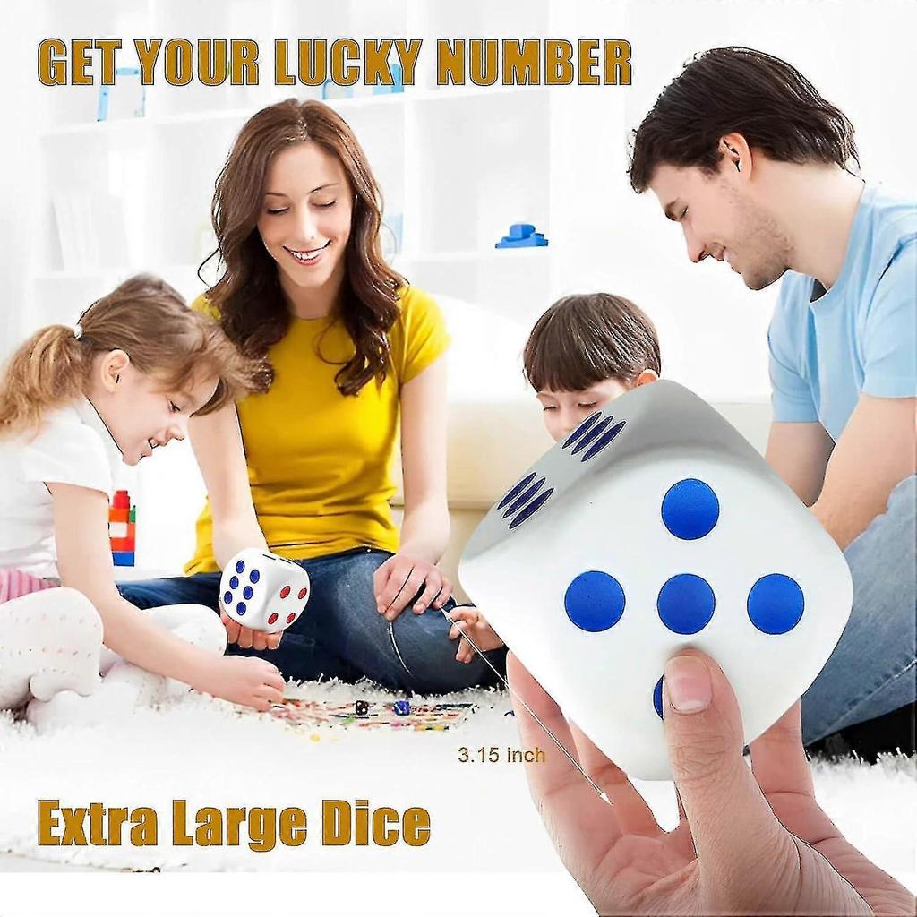Large Dice Stress Ball, 3.1 Inches Foam Dice Squishies Toys For Kids Board Game, to Get Your Lucky Numbers - Mishan