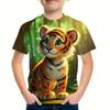 Детская одежда для мальчиков с принтом животных и тигра в формате 3D, повседневные футболки с короткими рукавами, спортивные футболки для мальчиков