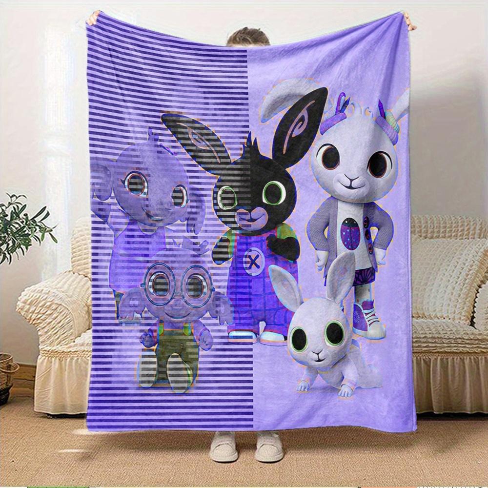 1pc Flannel Throw Blanket, Bunny,Friends,BingPattern Printed Blanket, Warm Cozy Soft Blanket For Couch Bed Sofa Car Office Camping Travellin