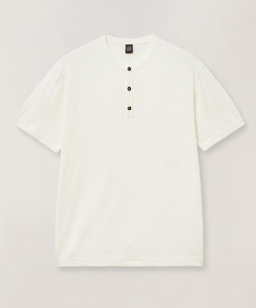 IOLO Cotton Silk Half Henley Neck_Luster White