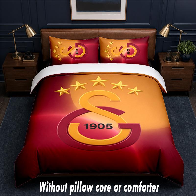 Galatasaray FC Design Bed Bedding Set 1 Duvet Cover + 2 Pillowcases Soft Breathable Household Bed Linens