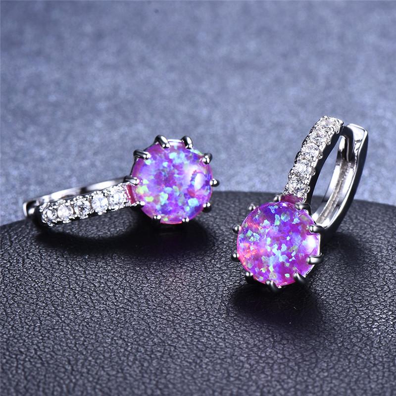 Классические круглые серьги с опалом, простые серьги серебристого цвета, милые маленькие серьги-кольца для женщин, свадебные украшения