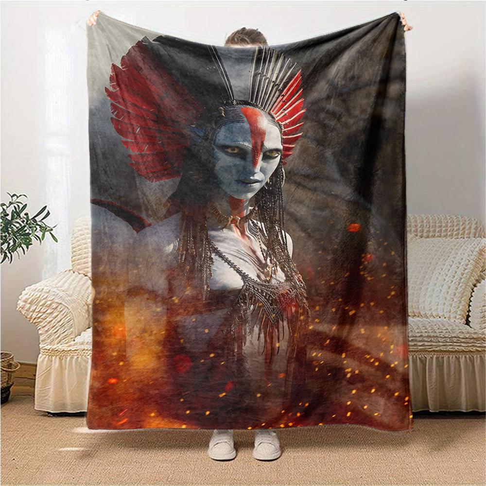 1Pc Alien Warrior Flames Blanket For Couch Bed Plush Cozy Fuzzy Blanket Super Soft Warm Blankets For Fall And Winter 0918281