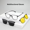 Magnet Clip Sunglasses Square Men Polarized Gray  Frame Custom Prescription Women Myopia Night Vision Eyeglasses