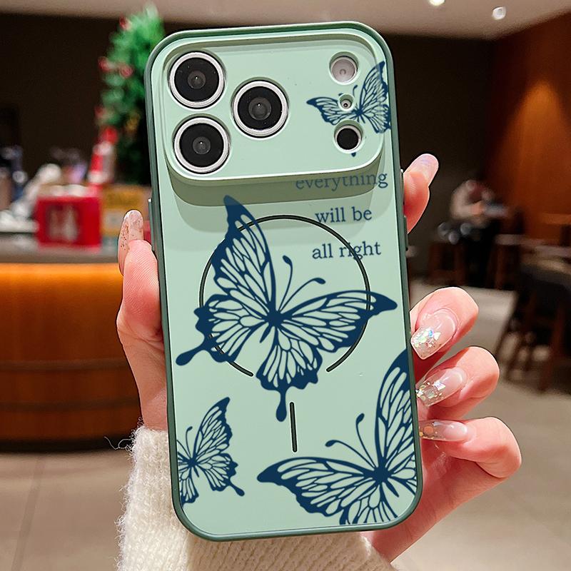 Чехол с узором из бабочек и бантов Для iPhone 17 Pro Max Чехол iPhone 16 15 14 13 Pro Max Магнитный Для Magsafe Гибридный Тонкий Матовый Чехол