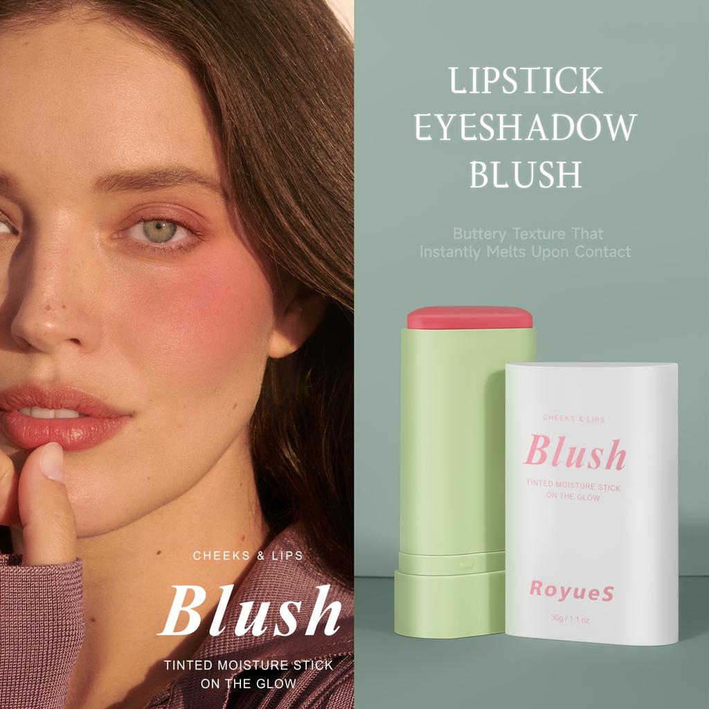 30g Blush Stick Blush Cream Brightening Contouring Stick Moisturizing Natural Nude Makeup Blush Cream Waterproof Multi-functional Solid Blush Rouge