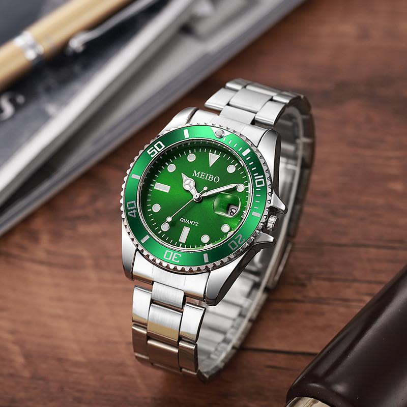 Meibo Men Steel Band Quartz Watch With Calendar For Office And Daily Wear