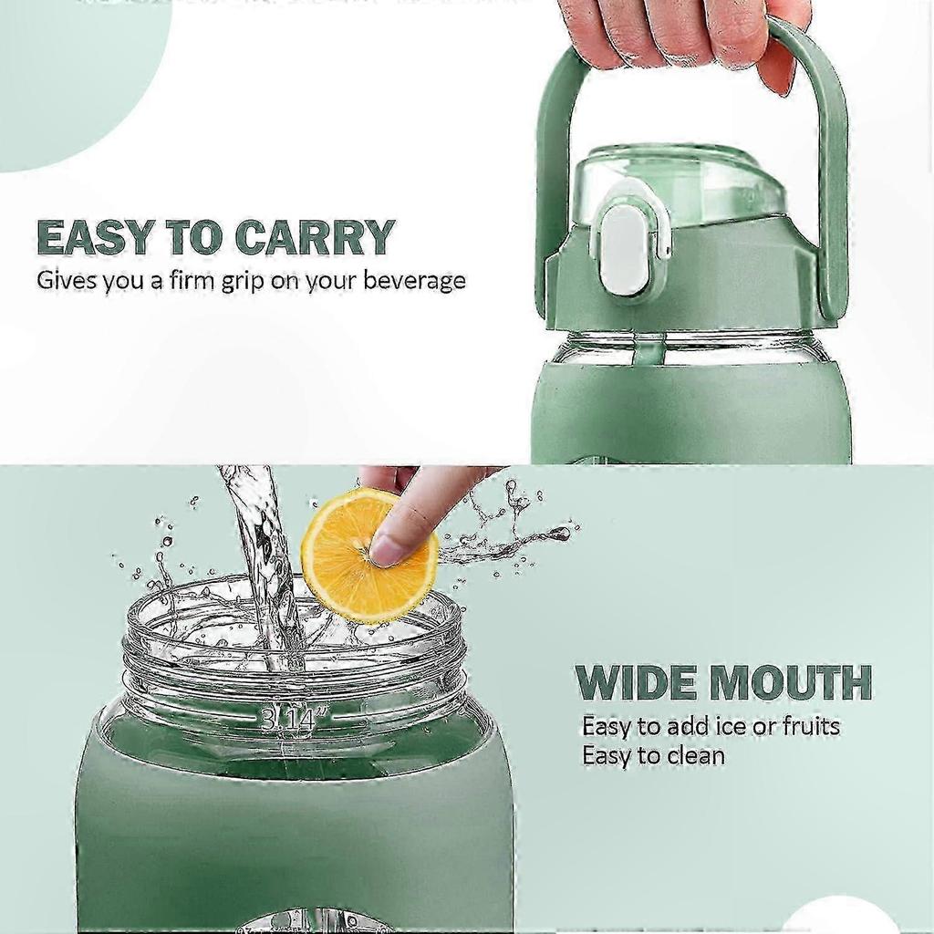 2 Liter Glass Water Bottle with Straw, Time Tracker, and Silicone Protector for Gym and Office Use