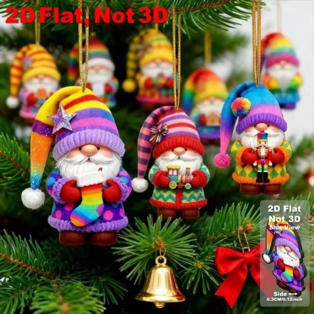 16 Pieces Set 2D Design Christmas Hanging Ornaments Wooden Santa Claus Ornaments Christmas Tree