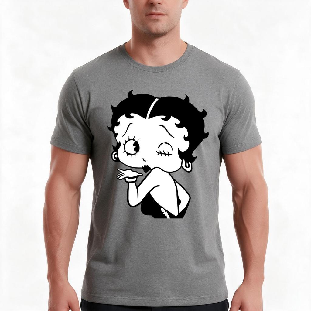 Betty Bw Tshirt Summer Casual Cotton Tee Oversized Streetwear Tops Vintage Graphic Print Loose Fit Short Sleeve