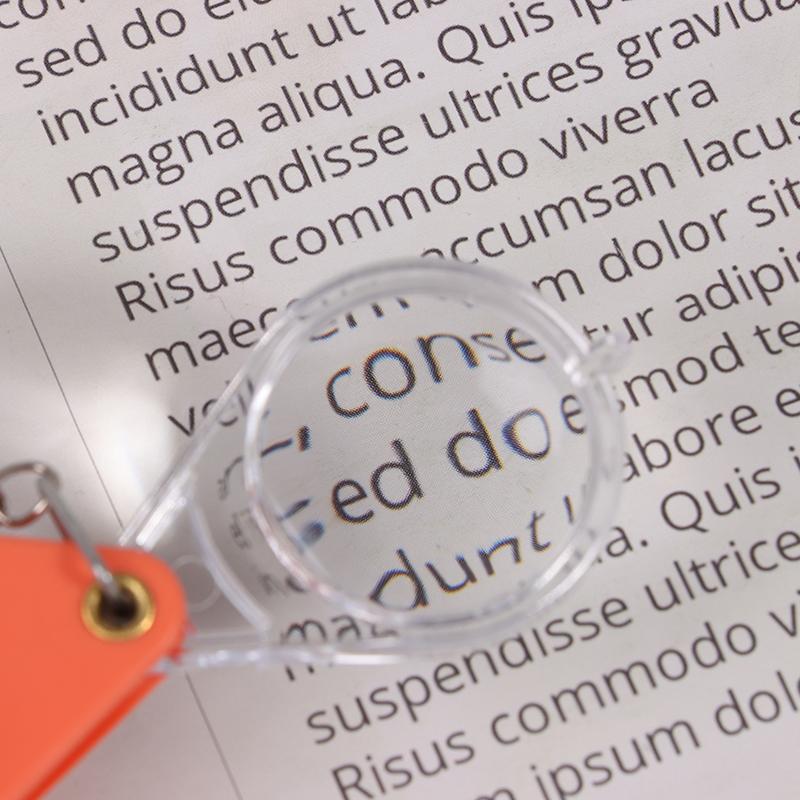 Портативная оранжевая увеличительная линза высокой четкости для пожилых людей, карманная лупа, маленькая ручная складная лупа-брелок