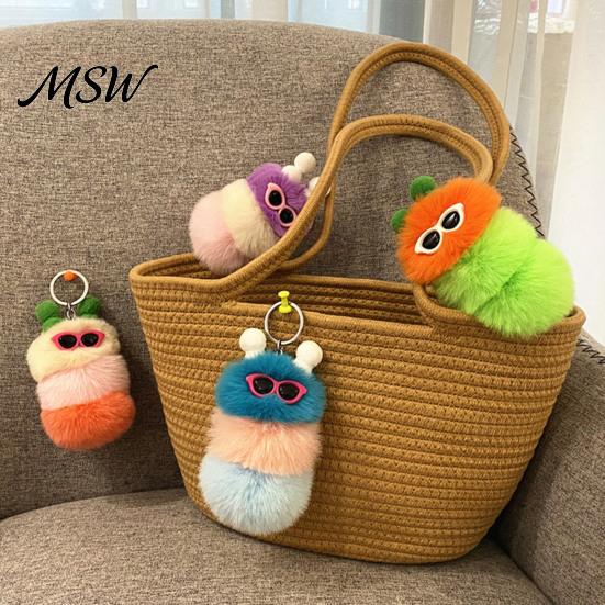 Backpack Decorative Accessory Plush Sunglasses Caterpillar Keychain, Soft Purse Stuffed Keyring Bag Charm, Colorful Pendant Decor