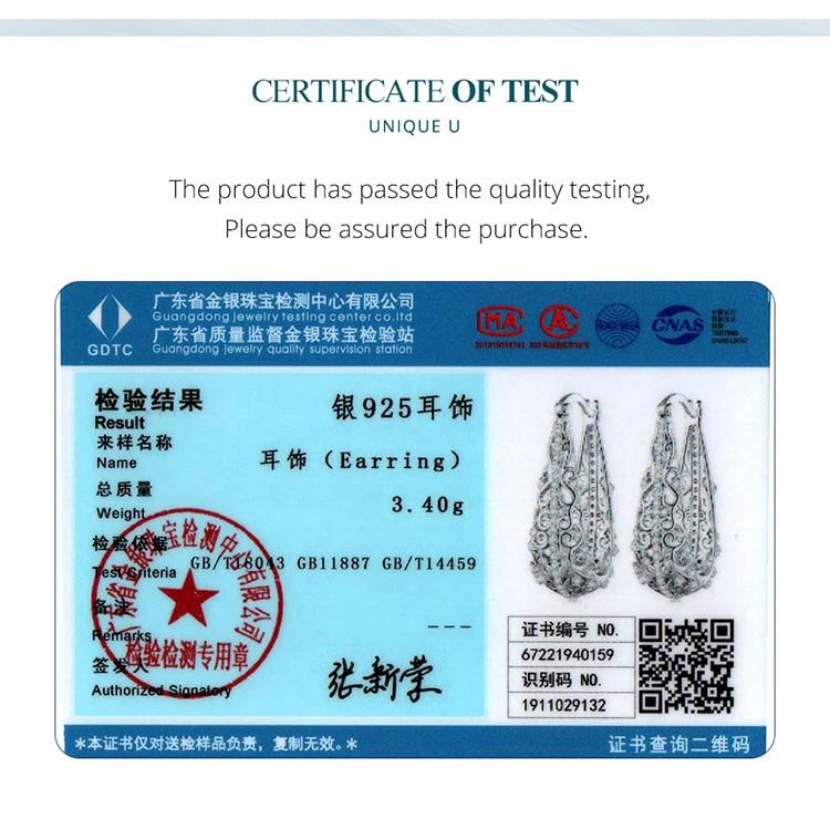 BAMOER 925 Sterling Silver Decorative Vine Hollow Pattern Hoop Earrings Waterdrop Shape Ear Buckles for Women Luxury Jewelry