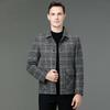 Осенне-зимняя клетчатая двусторонняя куртка мужское шерстяное пальто мужская повседневная деловая одежда мужская куртка с воротником-стойкой