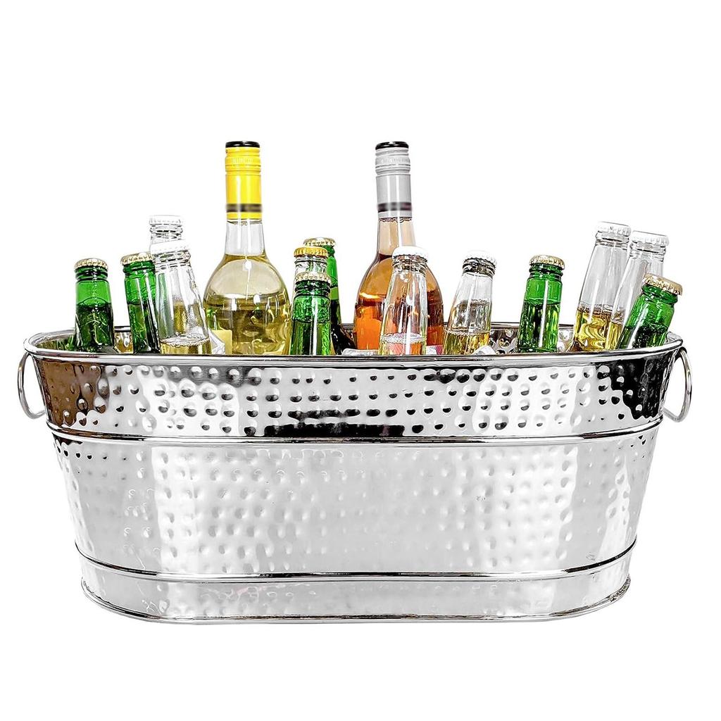 Galvanized Beverage Tub,Long Oval Tub,Beer Champagne Cocktail Cooling,Galvanized Metal