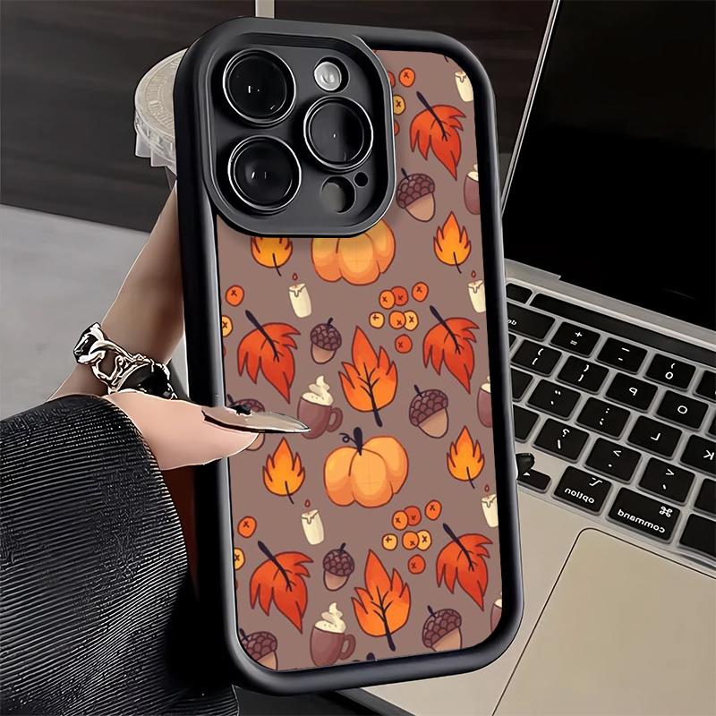 Чехол для телефона iPhone 17 Air 16E 15 16 Pro Max Тыква Счастливая Осень Осенний Чехол 14 Plus 13 12 Mini Мягкий Силиконовый Fundas