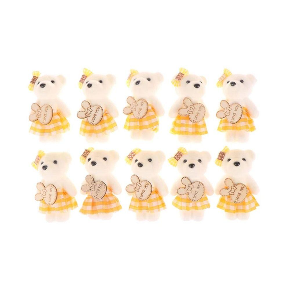 10pcs/bag Plush Doll Mini Bear Flower Bouquet Plush Animal Cartoon Bouquet Doll Girl Birthday Gift