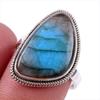 Natural Labradorite Gemstone 925 Solid Sterling Silver Jewelry Ring Size 9 s9J96