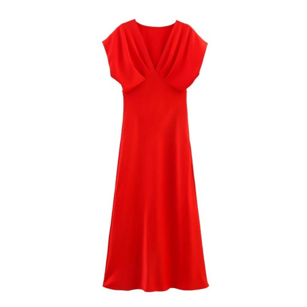 Новые женские платья Летние элегантные модные облегающие платья с V-образным вырезом для улиц и праздников Длинные платья для молодых женщин Шикарное удобное платье