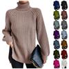 Women's Casual Solid Color Slim High Neck Knit Sweater Long Sleeve Top