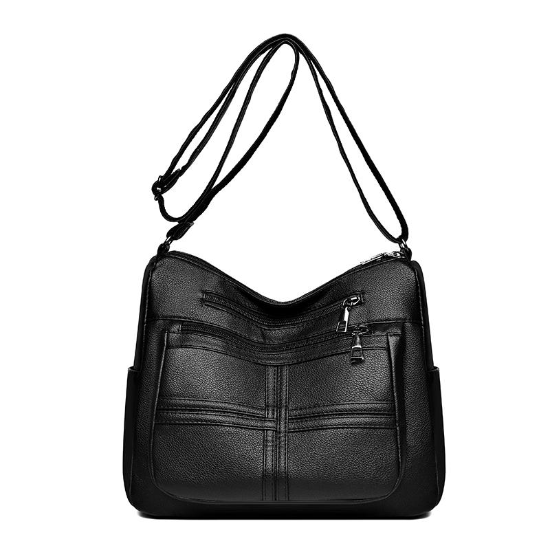 Women's Bag Large Capacity Crossbody Bag Soft Leather Shoulder Bag Mother Bag Multi-Layer Bag