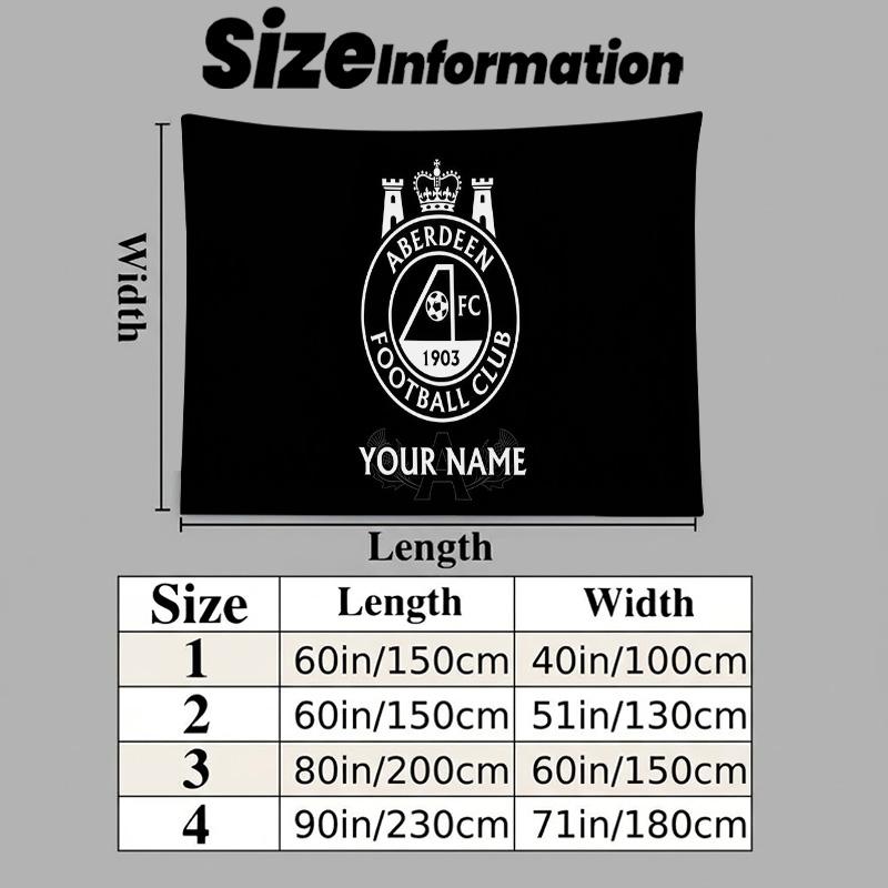 Custom Name Aberdeen Football Club Printed Tapestry – Wall Hanging for Bedrooms, Dorms, and Home Decor