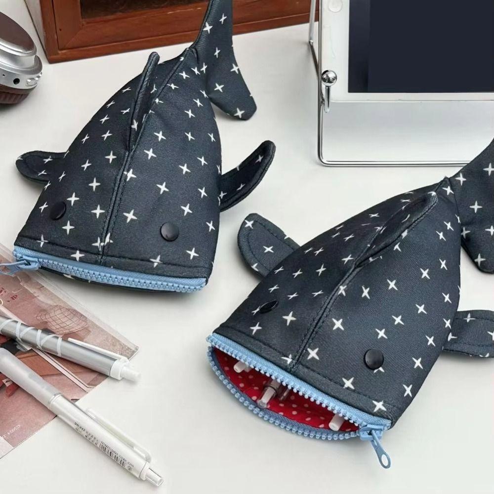 Kawaii Shark Pencil Case Lightweight Animal Stationery Pouch Funny Pencil Pouch Teens