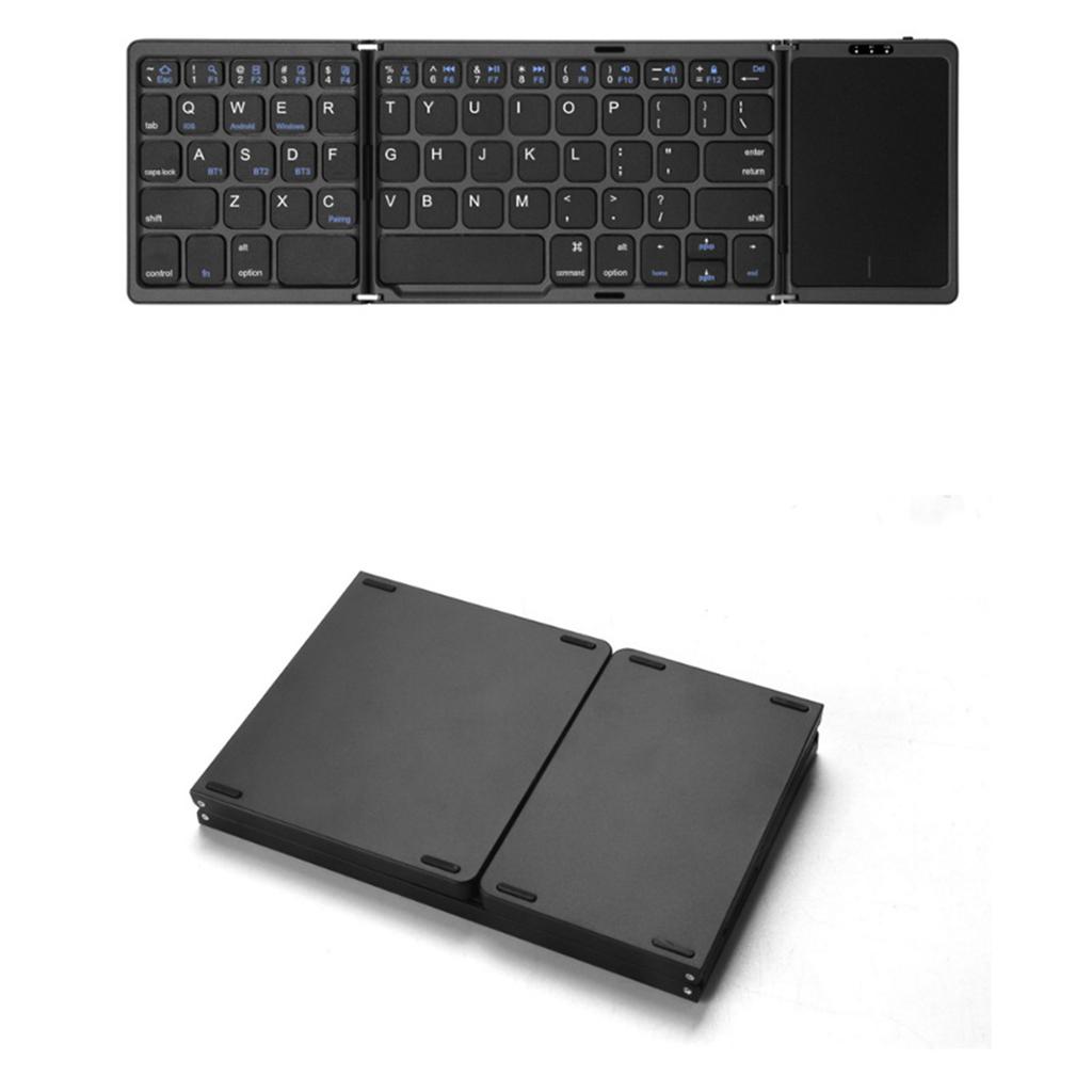 Tri-fold Wireless Bluetooth Keyboard with Touch Pad for Multiple Systems for Mobile Phones and Tablets