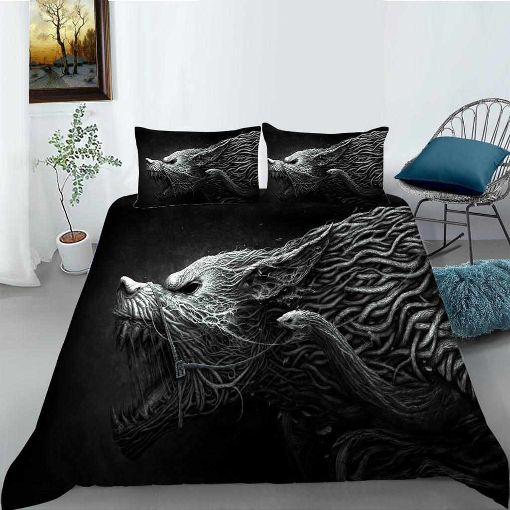 Постельное белье серии «Волк» из полиэстера, двух- или трехпредметное, с 3D цифровой печатью