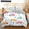 Cartoon Train Bedding Sets 2/3Pcs Duvet Cover Toy Car Truck Soft Quilt Cover Single Queen King Size Polyester Comforter Cover