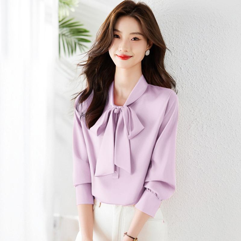 Осенняя шифоновая белая рубашка с бантом для женщин, новая модная рубашка, профессиональный роскошный топ