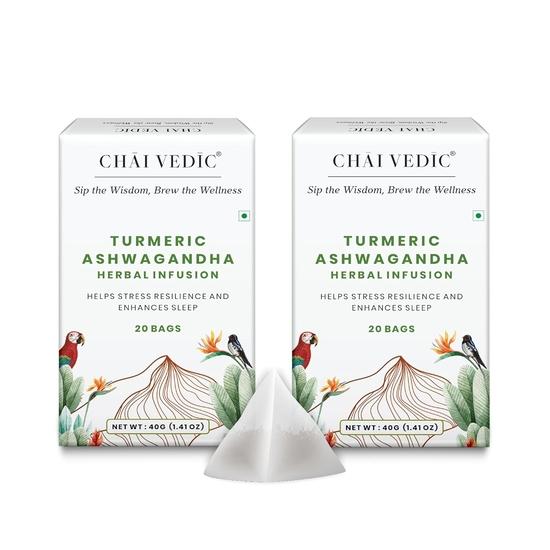 Chai Vedic Tea | Ashwagandha Tea | Herbal Tea | Turmeric | Infusion Tea | 40 Tea Bags | Tea Powder