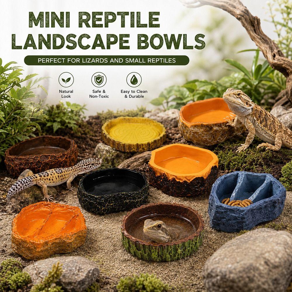 Tree Stump Shape Reptile Feeding Bowl Multicolor Reptile Bathtub for Tortoises