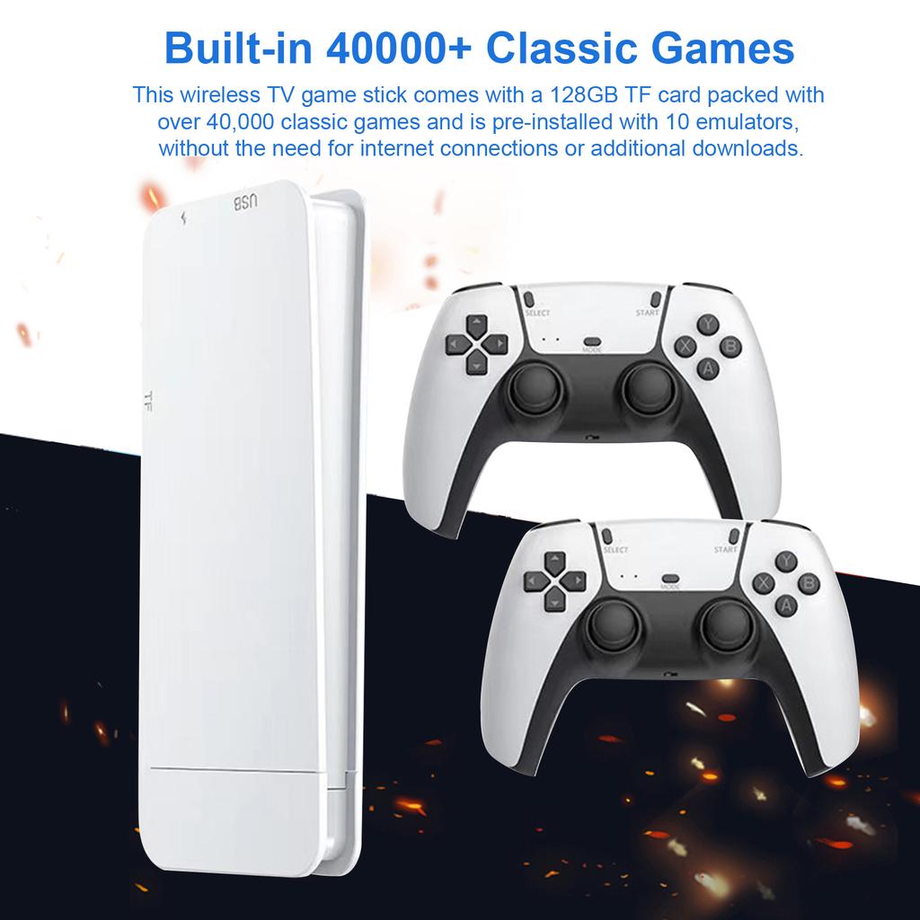 Wireless Gaming Console, Retro Game Stick, 4K HD Plug-and-Play TV Video Gaming Stick, 10 Emulators,