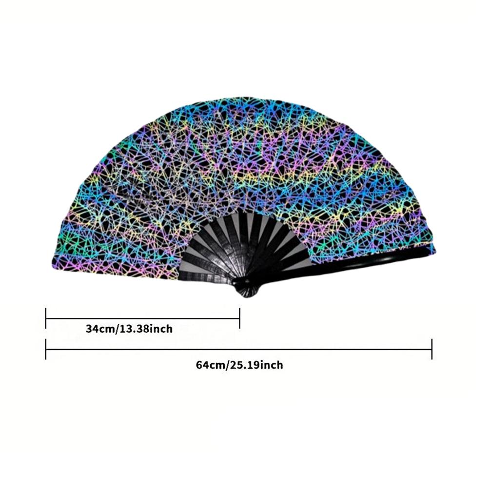 Новый складной бамбуковый веер 33 см, легкий, ручной, лазерные цвета, портативный, ПВХ, щелкающий, для линейных танцев