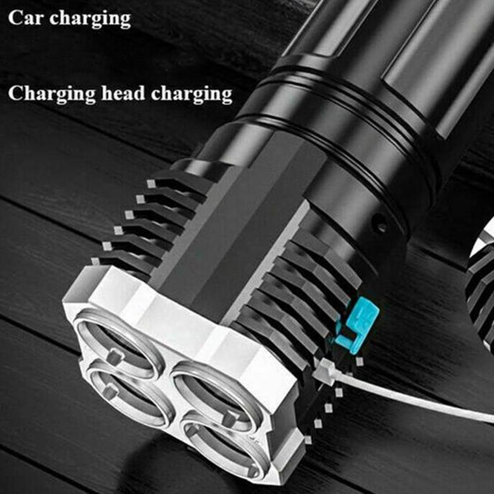 Светодиодные фонари высокой мощности, походный фонарь с 4 лампами и боковым фонарем COB, перезаряжаемый портативный ручной фонарь, 4 режима освещения