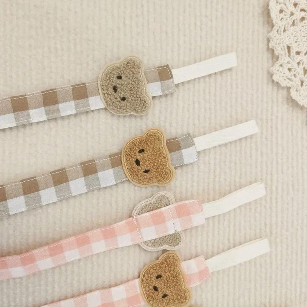 Bear Soother Holder Embroidery Nipple Holder Clips Cute Baby Cloth Pacifier Chain Children